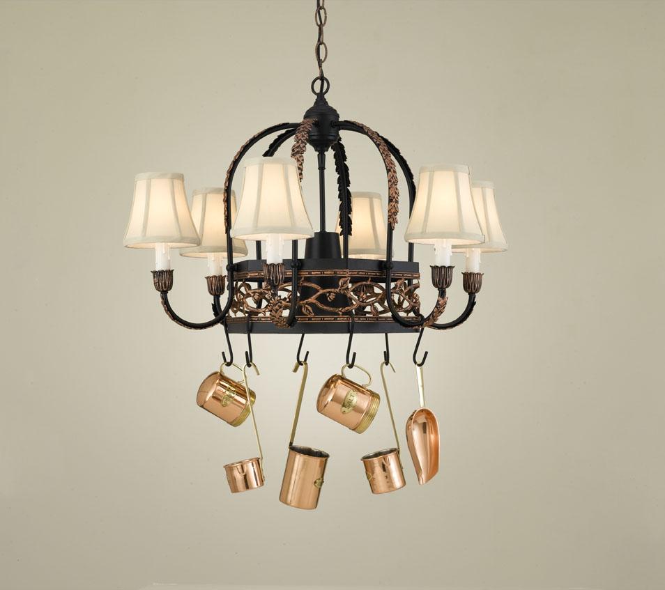 7-LITE POT RACK W/COPPER INSERT